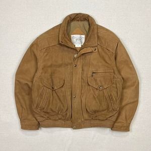 Vintage brown leather bomber jacket